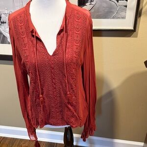 Matty M Terracotta Embroidered Blouse